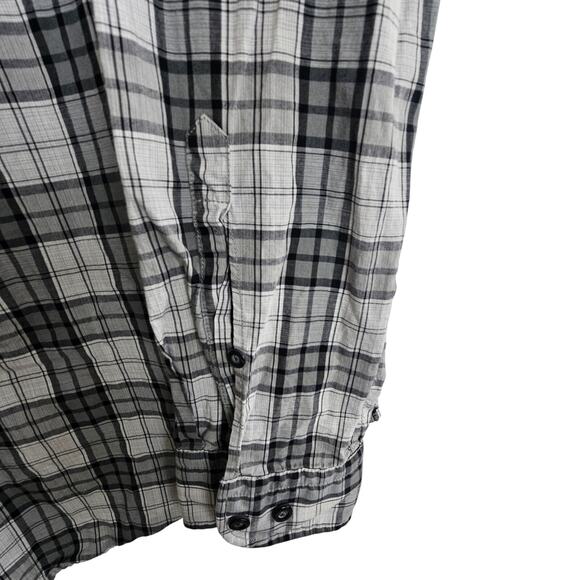 Boss Hugo Boss Shirt Black Gray Plaid Button Front Long Sleeve Top Men L Modern - Picture 4 of 9